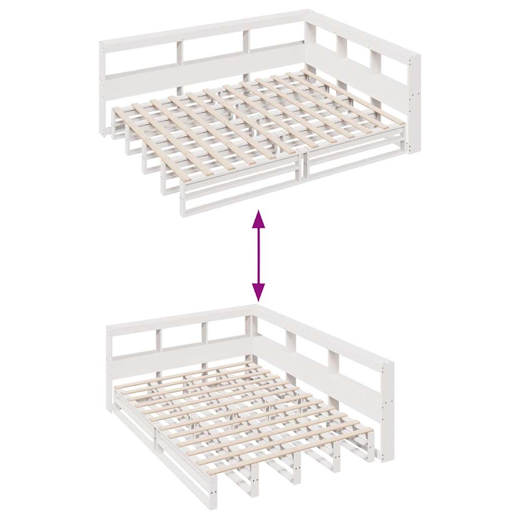 Bookcase Bed without Mattress White 140x190cm Solid Wood Pine