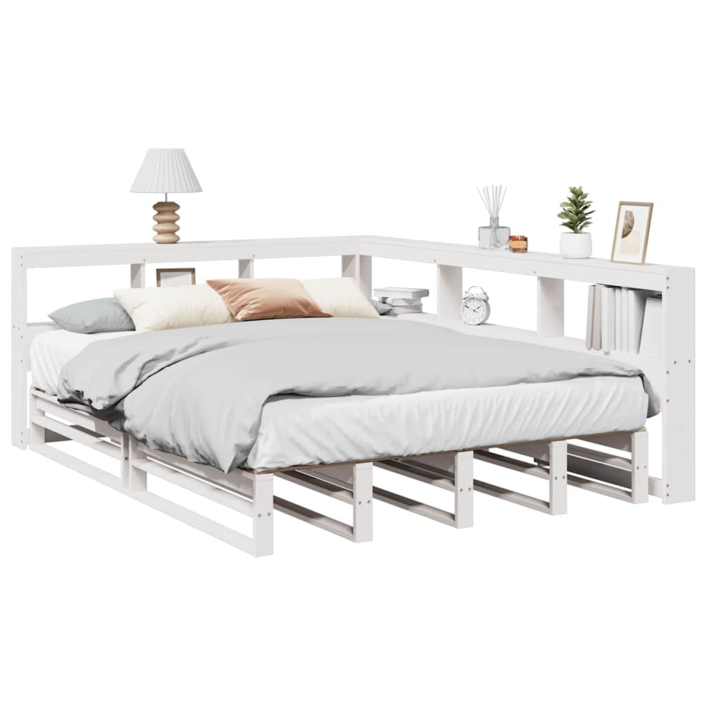 Bookcase Bed without Mattress White 135x190cm Solid Wood Pine