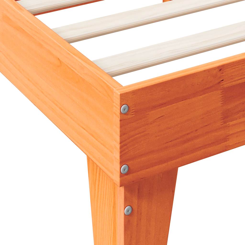 Bookcase Bed without Mattress Wax Brown 200x200cm Solid Wood Pine