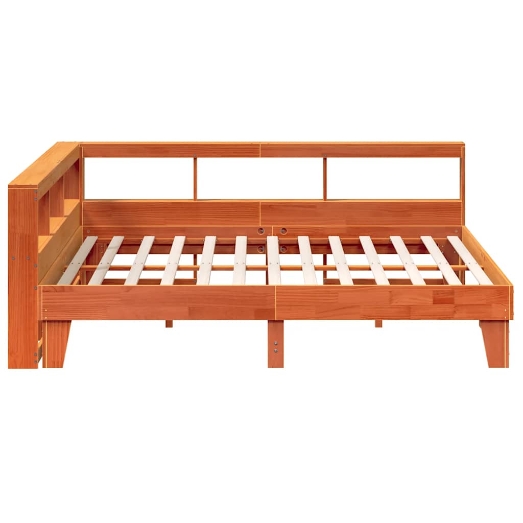 Bookcase Bed without Mattress Wax Brown 180x200cm Solid Wood Pine