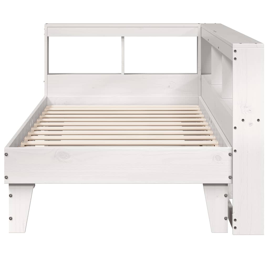 Bookcase Bed without Mattress White 100x200cm Solid Wood Pine