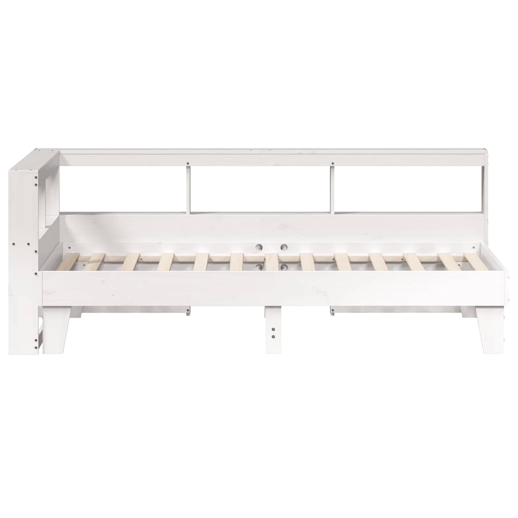 Bookcase Bed without Mattress White 100x200cm Solid Wood Pine