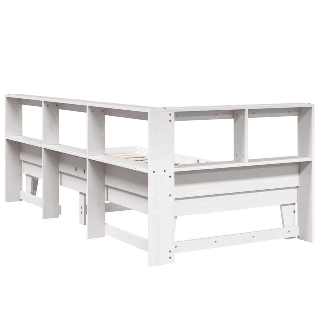 Bookcase Bed without Mattress White 100x200cm Solid Wood Pine