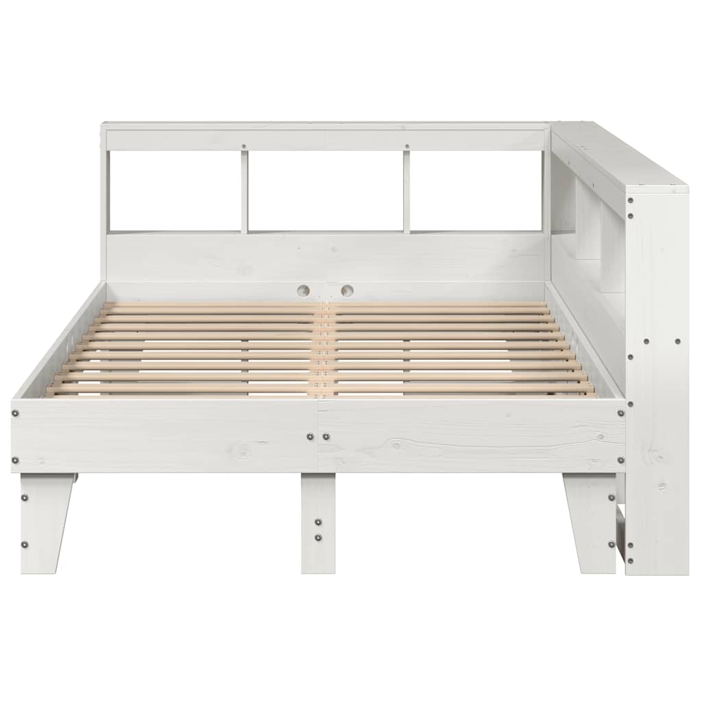 Bookcase Bed without Mattress White 140x190cm Solid Wood Pine