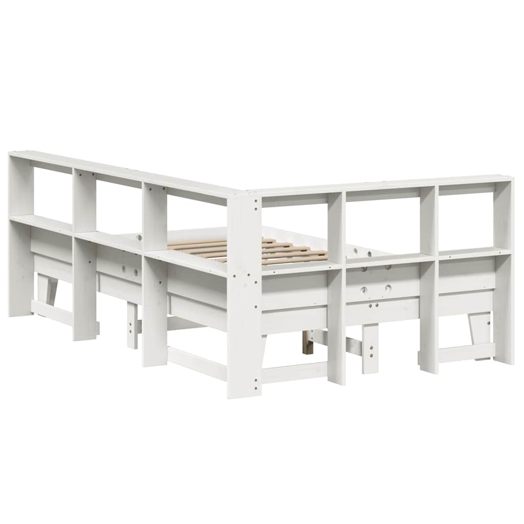 Bookcase Bed without Mattress White 140x190cm Solid Wood Pine