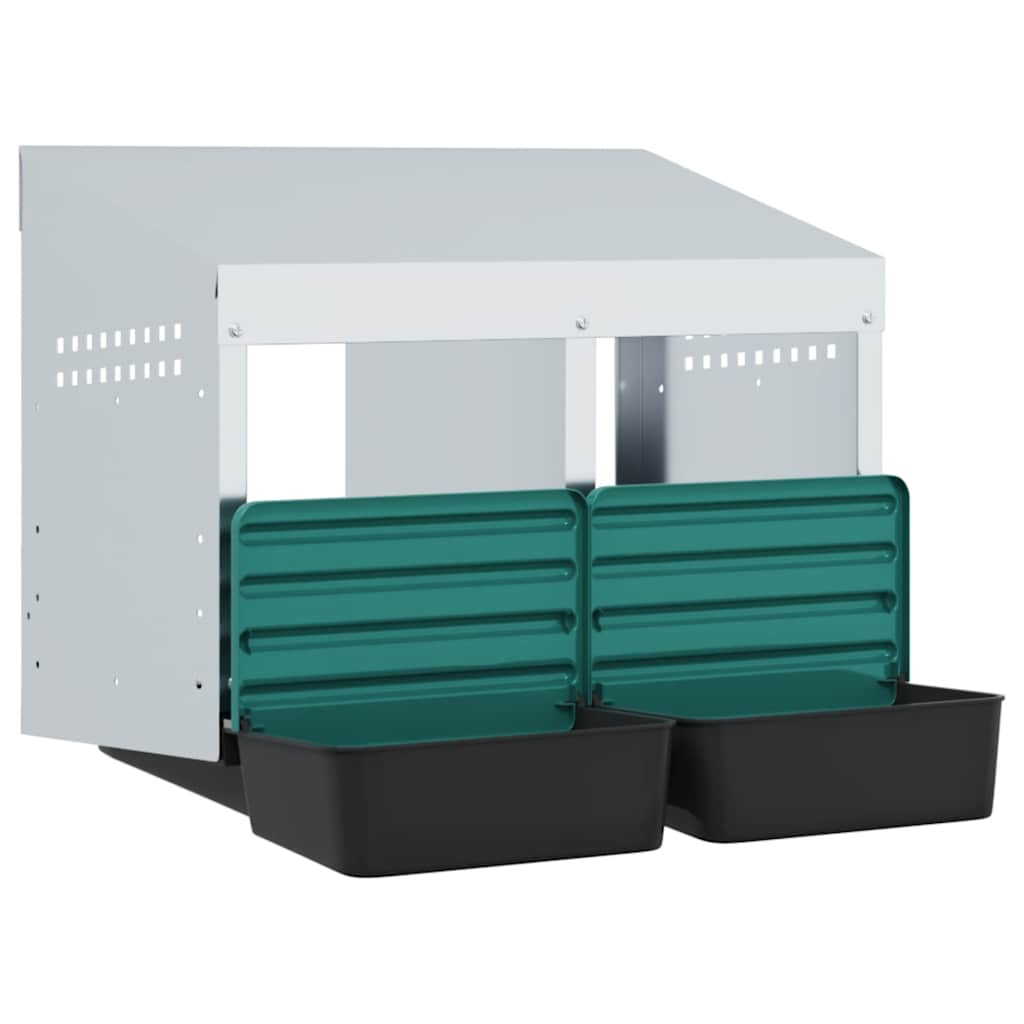 Chicken Nesting Box 2 Compartments Wall-Mounted Galvanised Steel