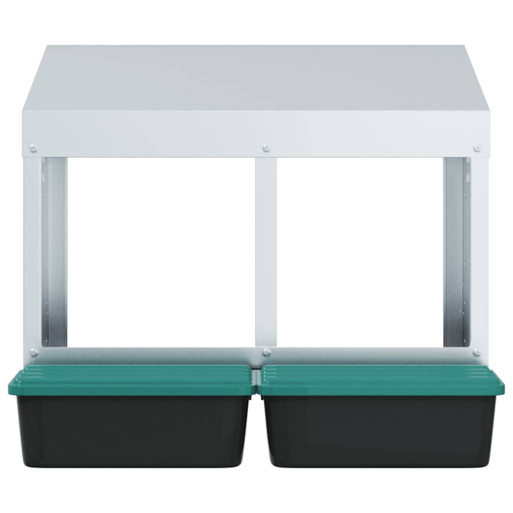Chicken Nesting Box 2 Compartments Wall-Mounted Galvanised Steel