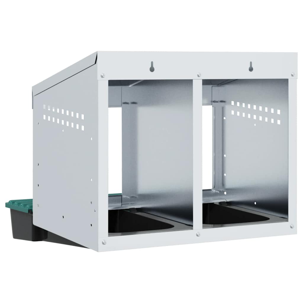 Chicken Nesting Box 2 Compartments Wall-Mounted Galvanised Steel