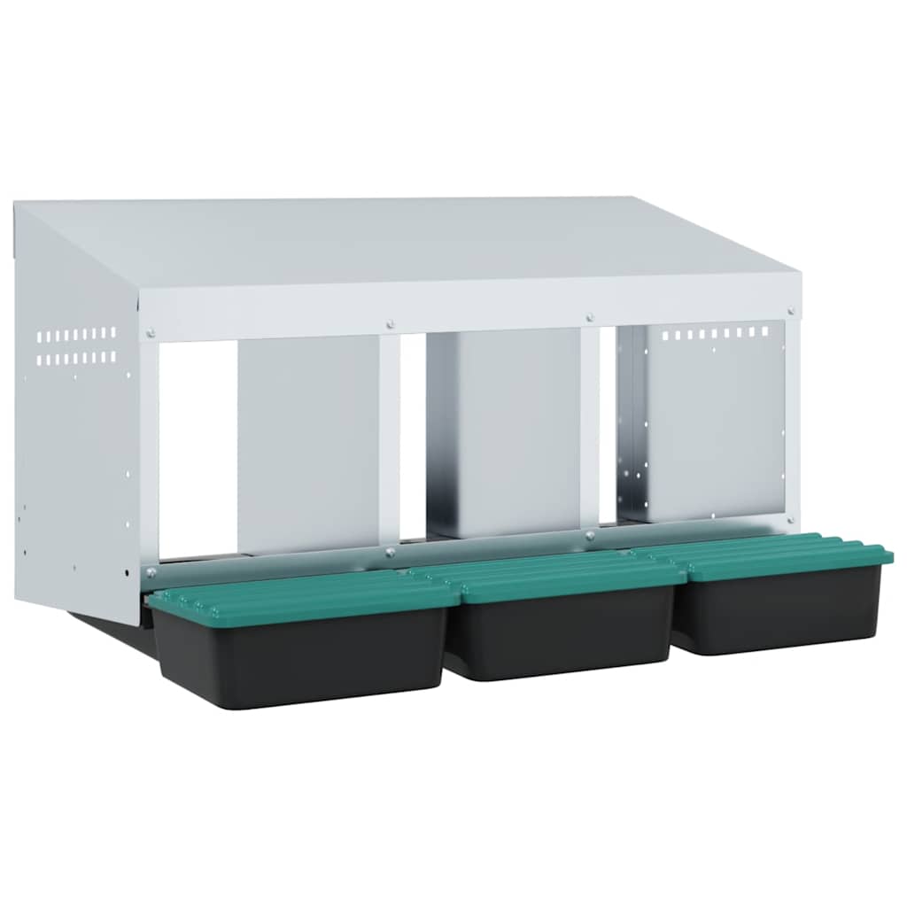 Chicken Nesting Box 3 Compartments Wall-Mounted Galvanised Steel