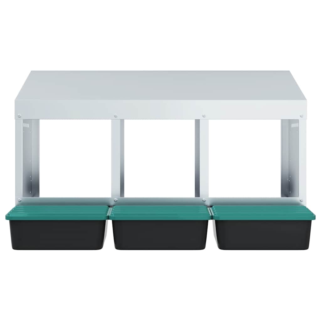 Chicken Nesting Box 3 Compartments Wall-Mounted Galvanised Steel