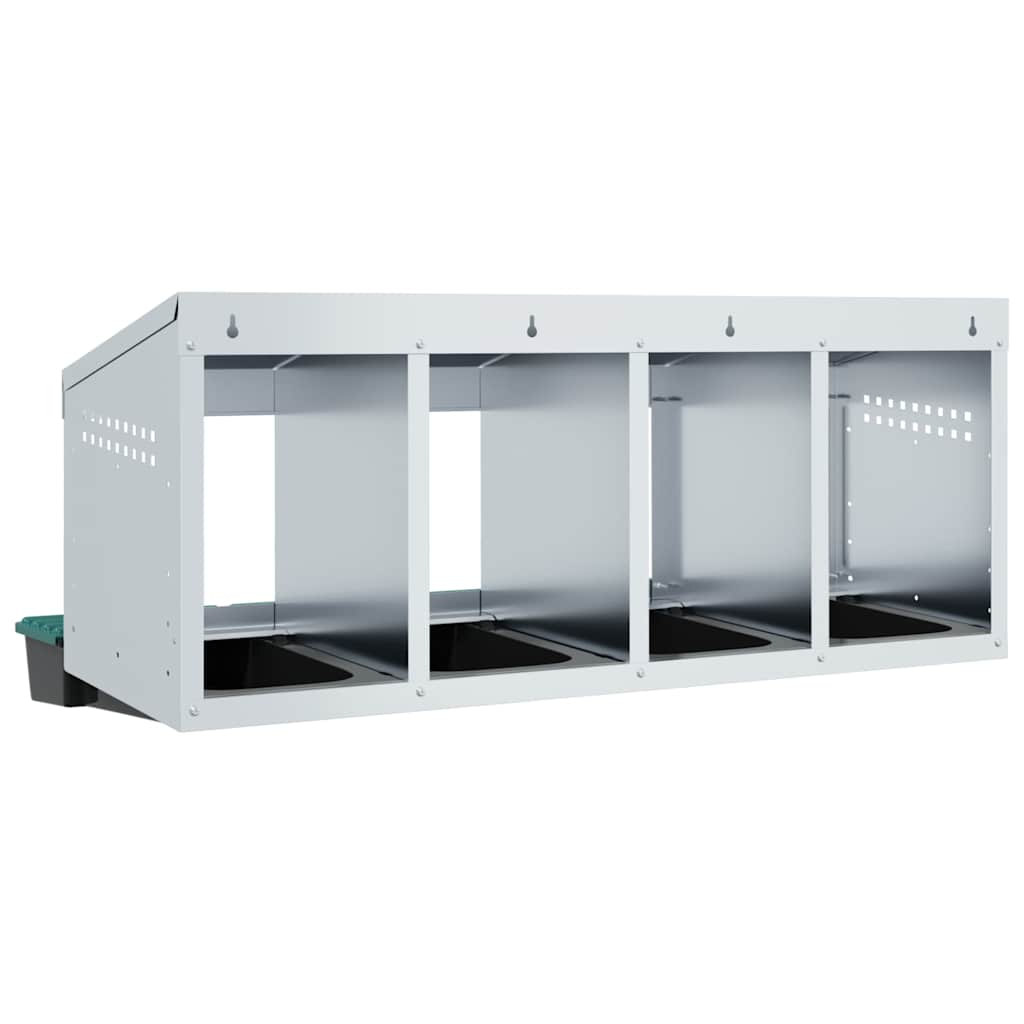 Chicken Nesting Box 4 Compartments Wall-Mounted Galvanised Steel