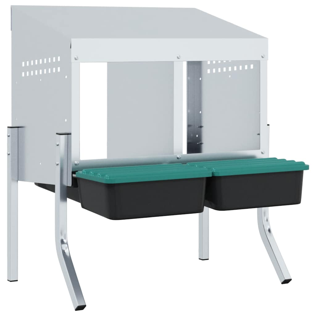 Chicken Nesting Box 2 Compartments with Legs Galvanised Steel