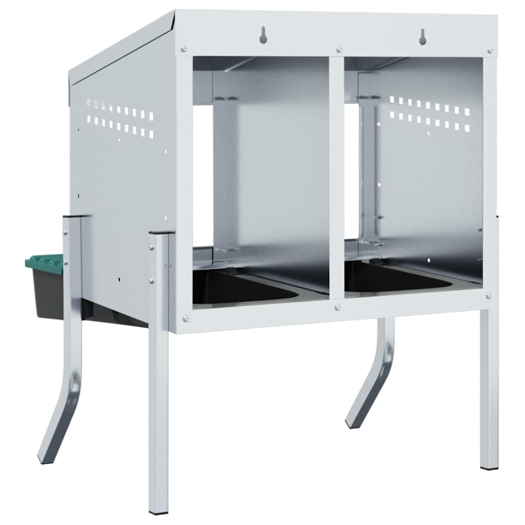 Chicken Nesting Box 2 Compartments with Legs Galvanised Steel