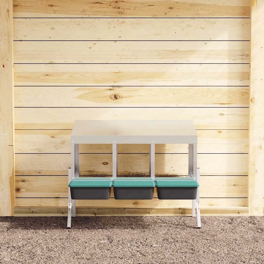 Chicken Nesting Box 3 Compartments with Legs Galvanised Steel