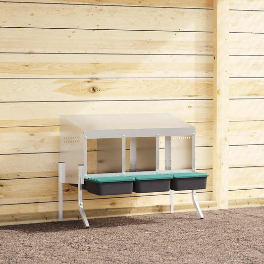 Chicken Nesting Box 3 Compartments with Legs Galvanised Steel