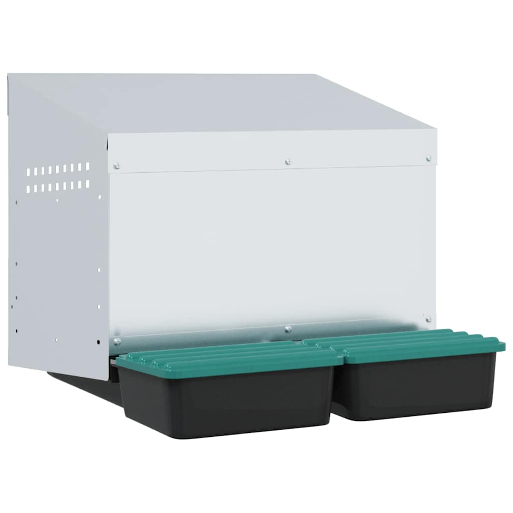 Chicken Nesting Box 2 Compartments Wall-Mounted Galvanised Steel