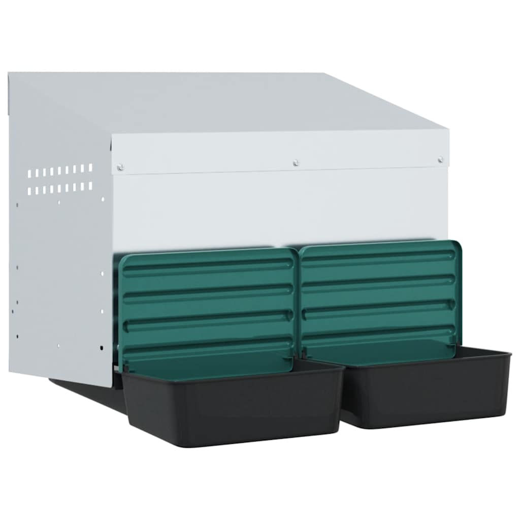 Chicken Nesting Box 2 Compartments Wall-Mounted Galvanised Steel