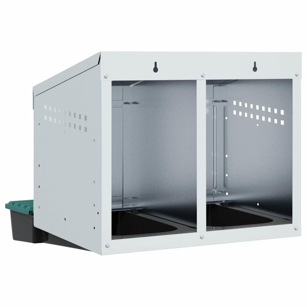 Chicken Nesting Box 2 Compartments Wall-Mounted Galvanised Steel
