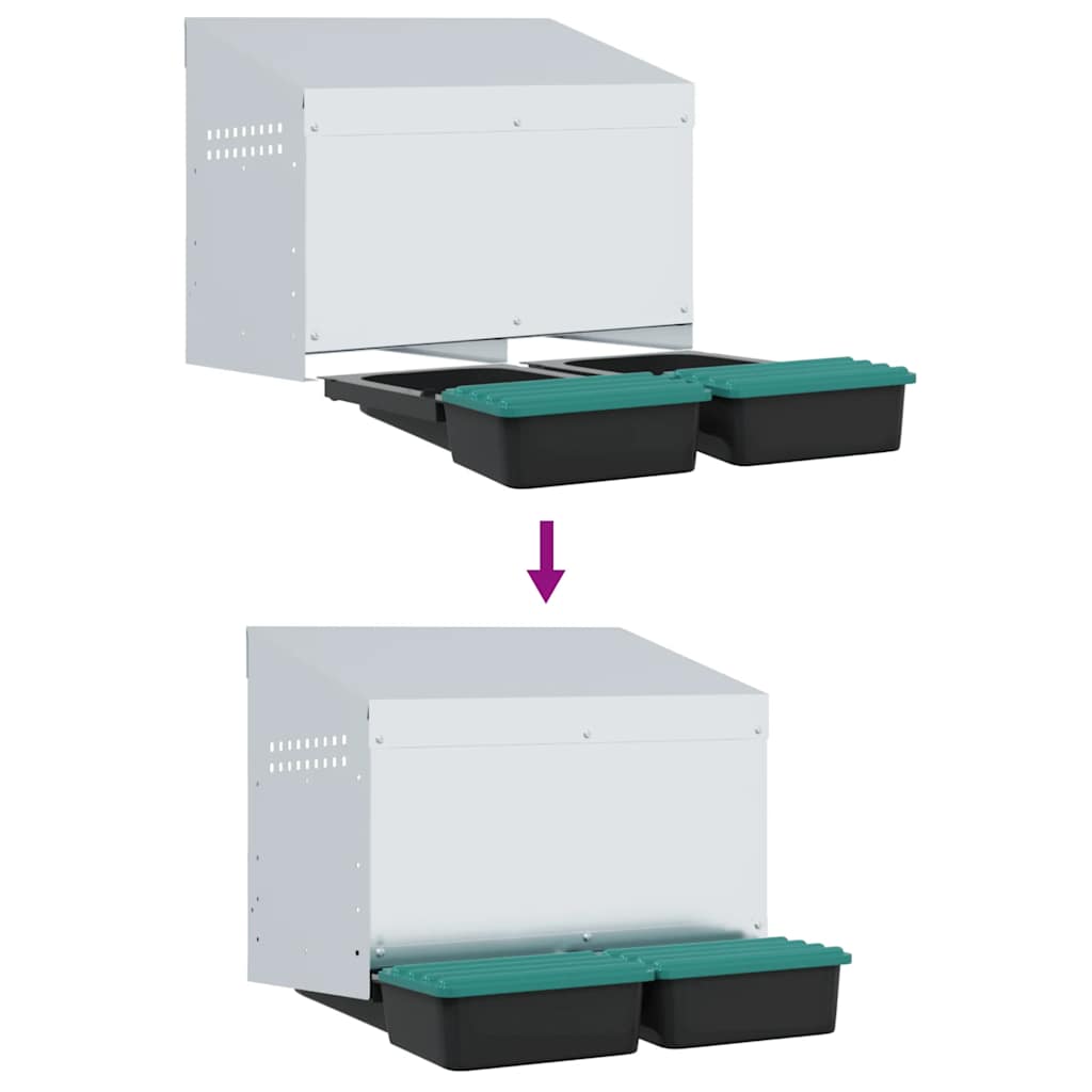 Chicken Nesting Box 2 Compartments Wall-Mounted Galvanised Steel