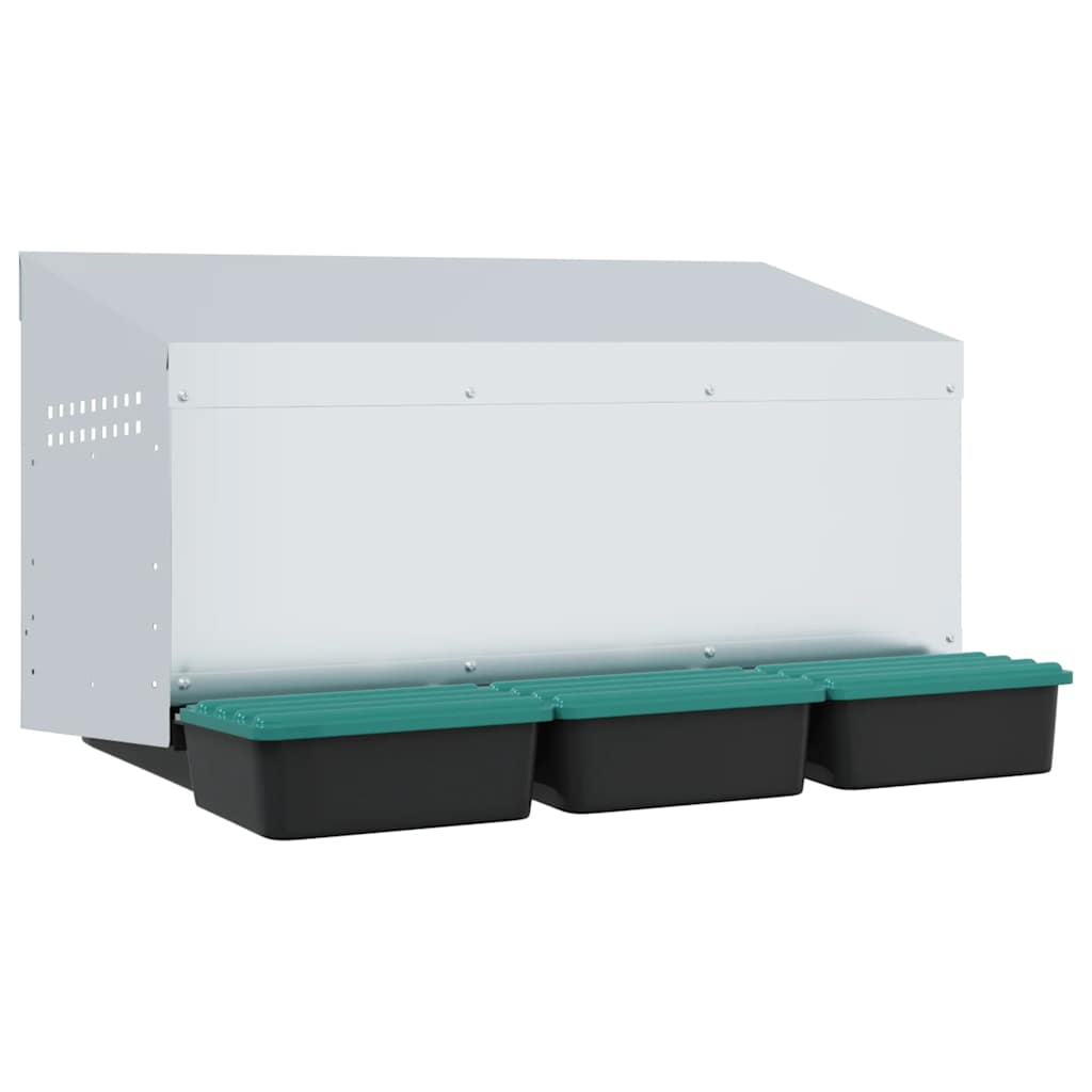 Chicken Nesting Box 3 Compartments Wall-Mounted Galvanised Steel