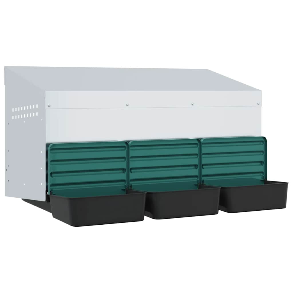 Chicken Nesting Box 3 Compartments Wall-Mounted Galvanised Steel