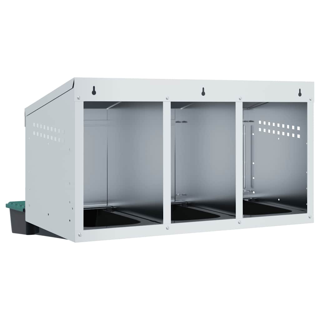 Chicken Nesting Box 3 Compartments Wall-Mounted Galvanised Steel