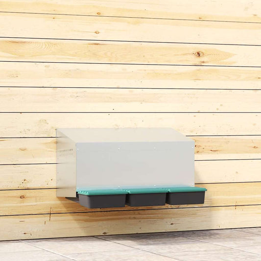 Chicken Nesting Box 3 Compartments Wall-Mounted Galvanised Steel