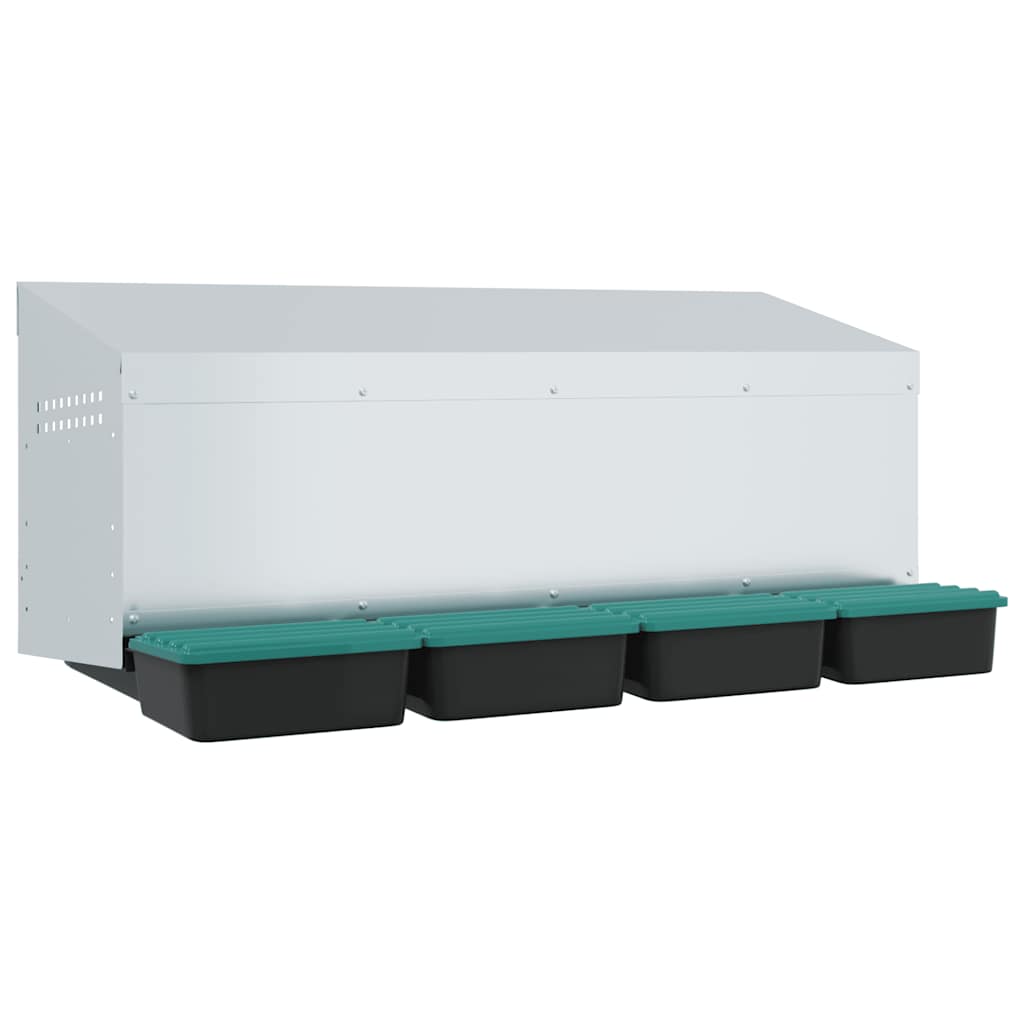 Chicken Nesting Box 4 Compartments Wall-Mounted Galvanised Steel