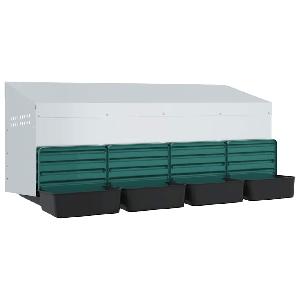 Chicken Nesting Box 4 Compartments Wall-Mounted Galvanised Steel