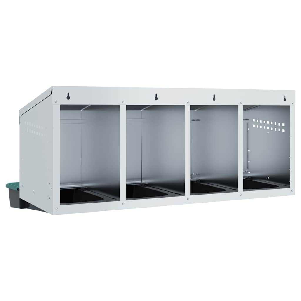 Chicken Nesting Box 4 Compartments Wall-Mounted Galvanised Steel