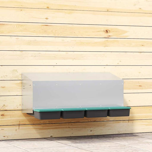 Chicken Nesting Box 4 Compartments Wall-Mounted Galvanised Steel