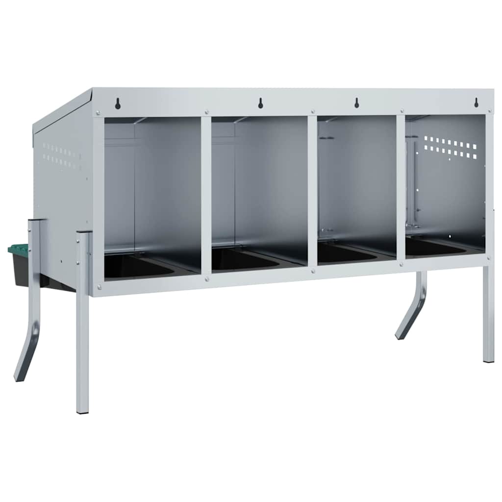 Chicken Nesting Box 4 Compartments with Legs Galvanised Steel
