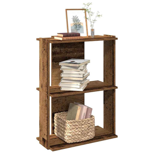 Bookcase 3-Tier Old Wood 60x30x80 cm Engineered Wood