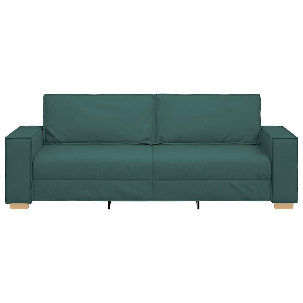 3-Seater Sofa with Cushion Dark green 220 x 78 x 84 cm Fabric