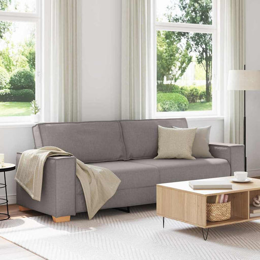 3-Seater Sofa with Cushion Taupe 220 x 78 x 84 cm Fabric