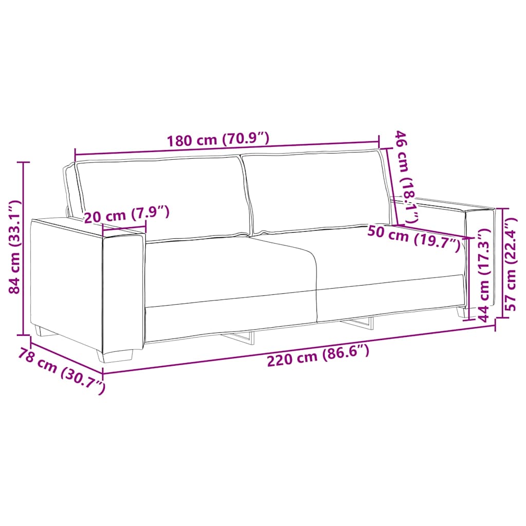 3-Seater Sofa with Cushion Taupe 220 x 78 x 84 cm Fabric