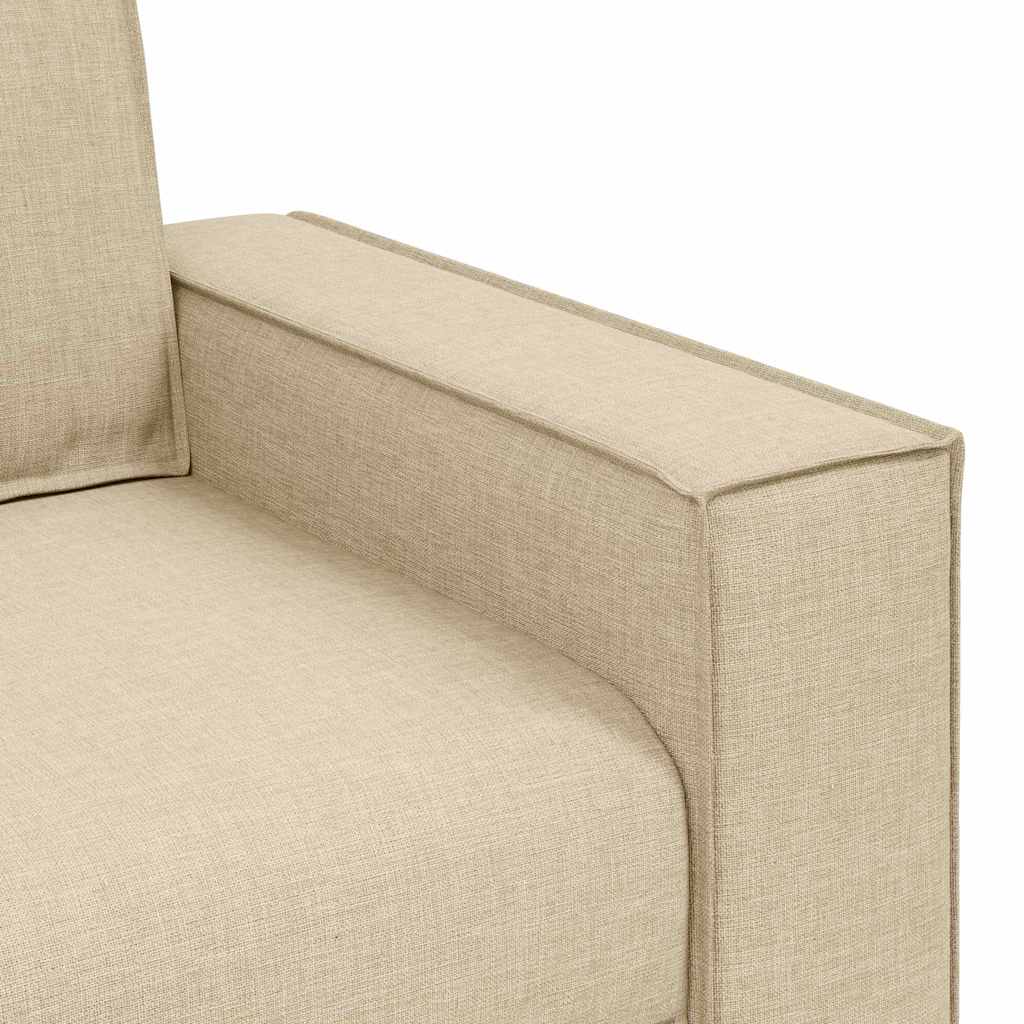 3-Seater Sofa with Cushion Cream 220 x 78 x 84 cm Fabric