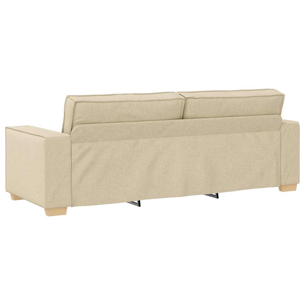 3-Seater Sofa with Cushion Cream 220 x 78 x 84 cm Fabric