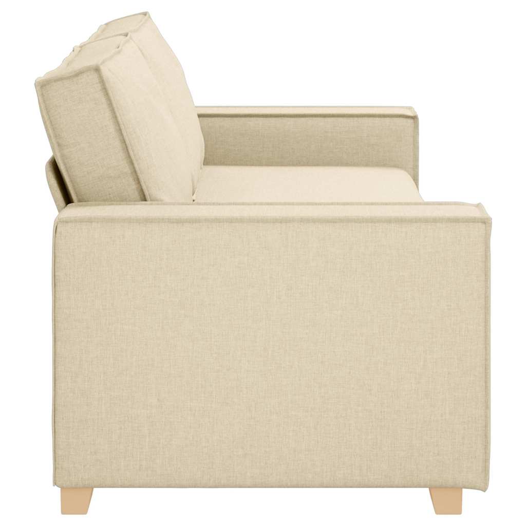 3-Seater Sofa with Cushion Cream 220 x 78 x 84 cm Fabric
