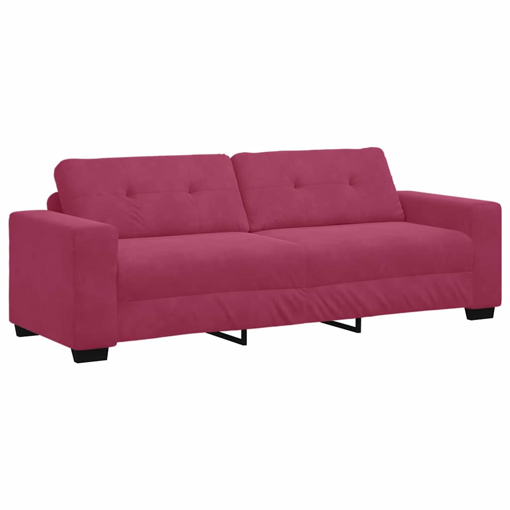 3-Seater Sofa with Cushion Wine red Velvet