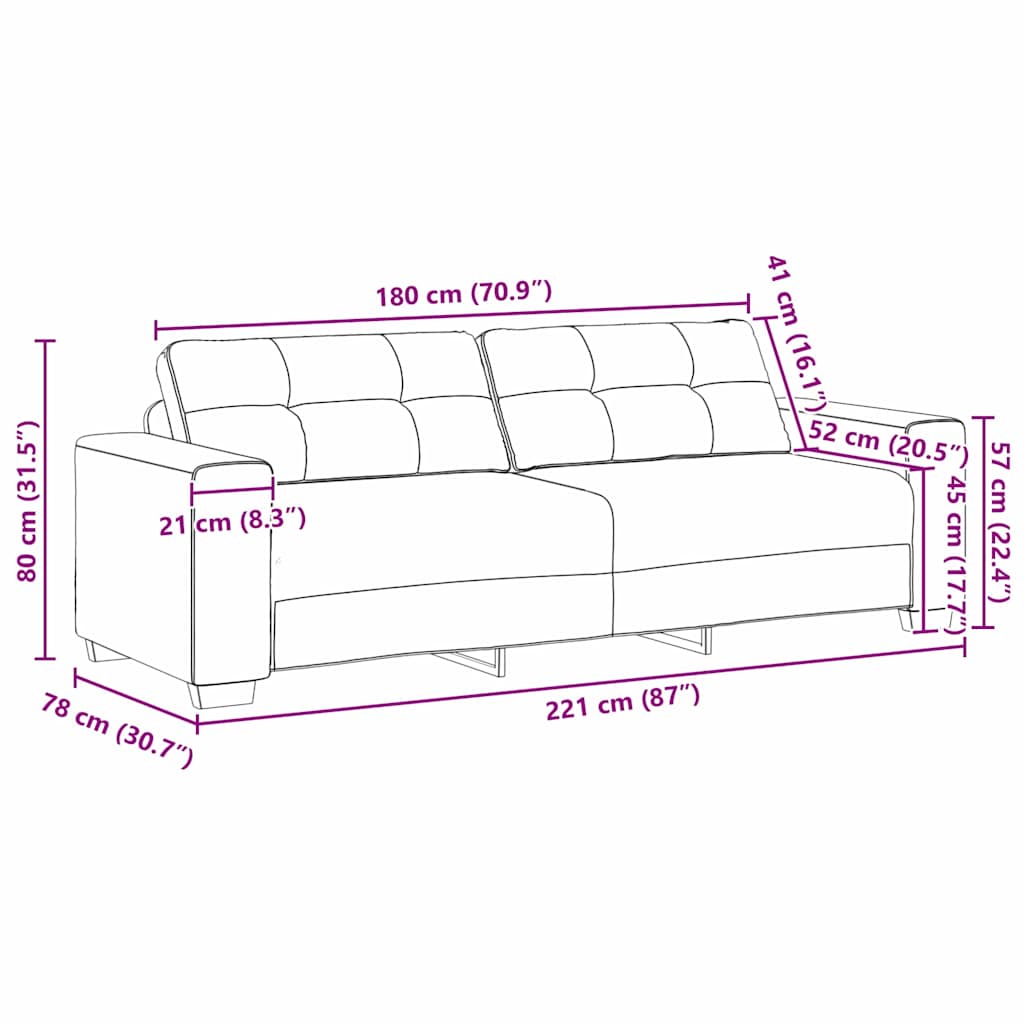 3-Seater Sofa with Cushion Wine red Velvet