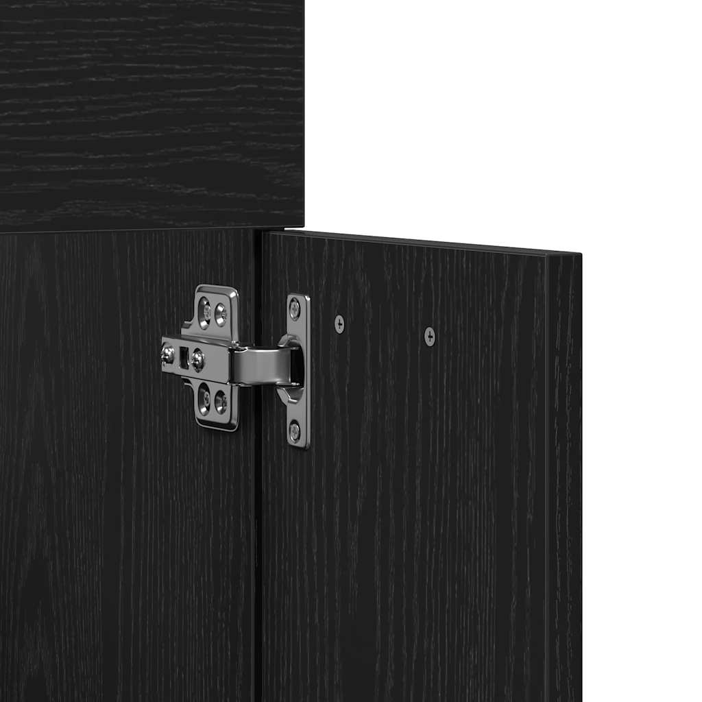 2 Piece Bathroom Furniture Set Black Oak Engineered Wood