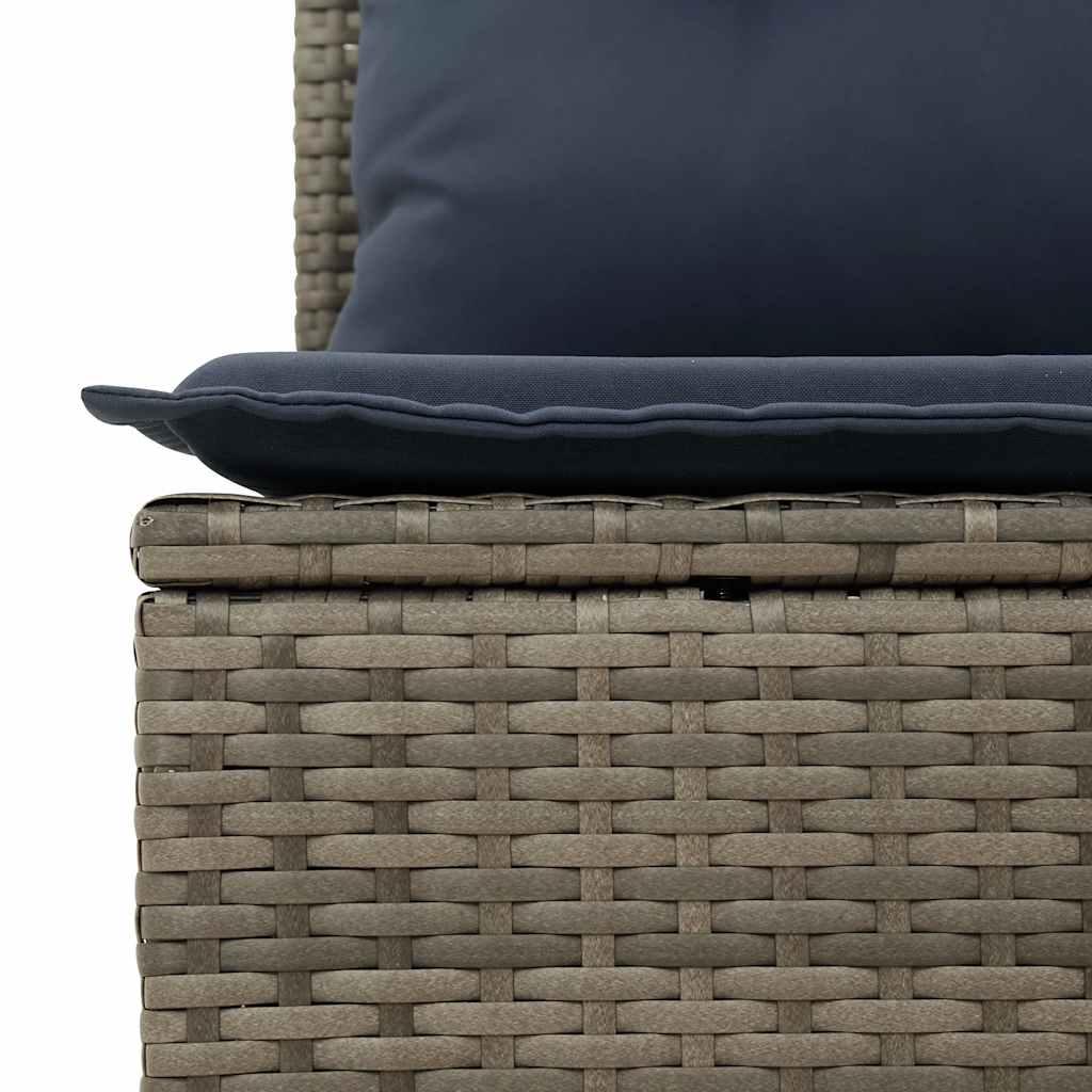 8 Piece Garden Sofa Set with Cushions Grey Poly Rattan Acacia