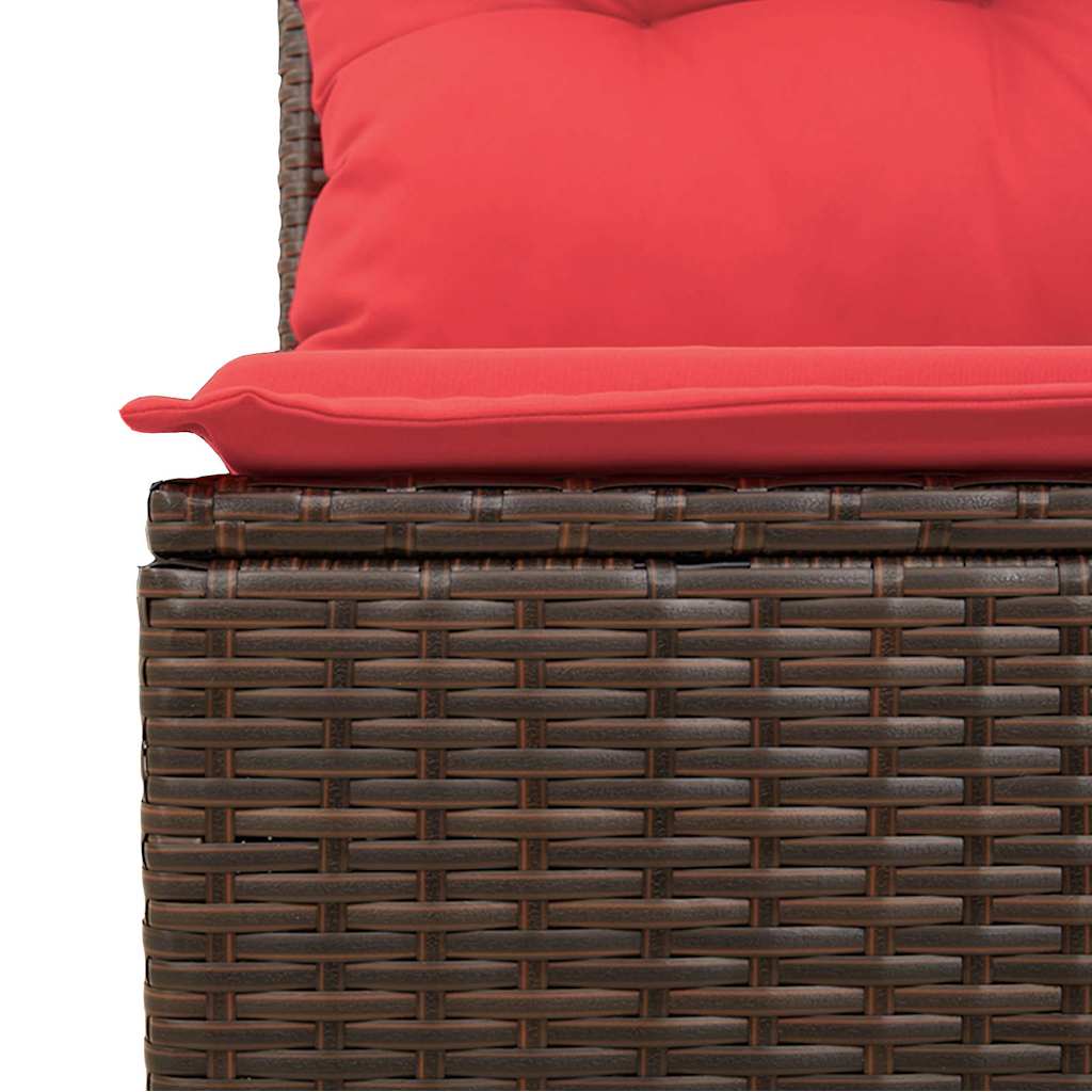 6 Piece Garden Sofa Set with Cushions Brown Poly Rattan Acacia