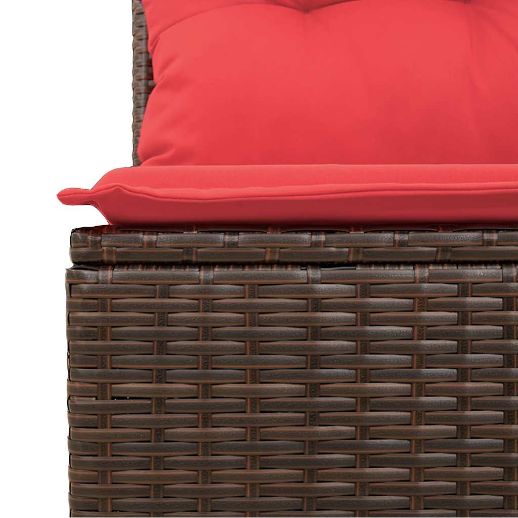 9 Piece Garden Sofa Set with Cushions Brown Poly Rattan Acacia
