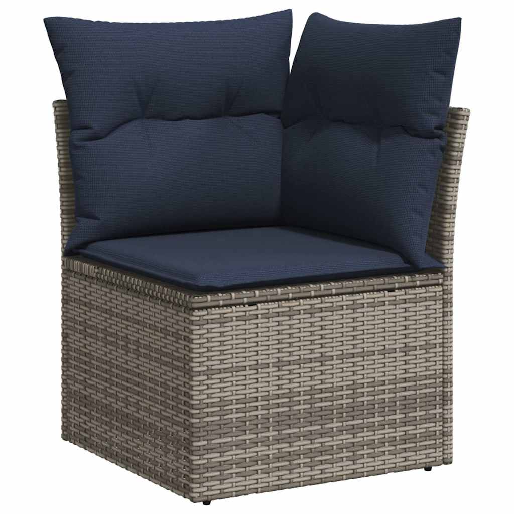 6 Piece Garden Sofa Set with Cushions Black Poly Rattan Acacia