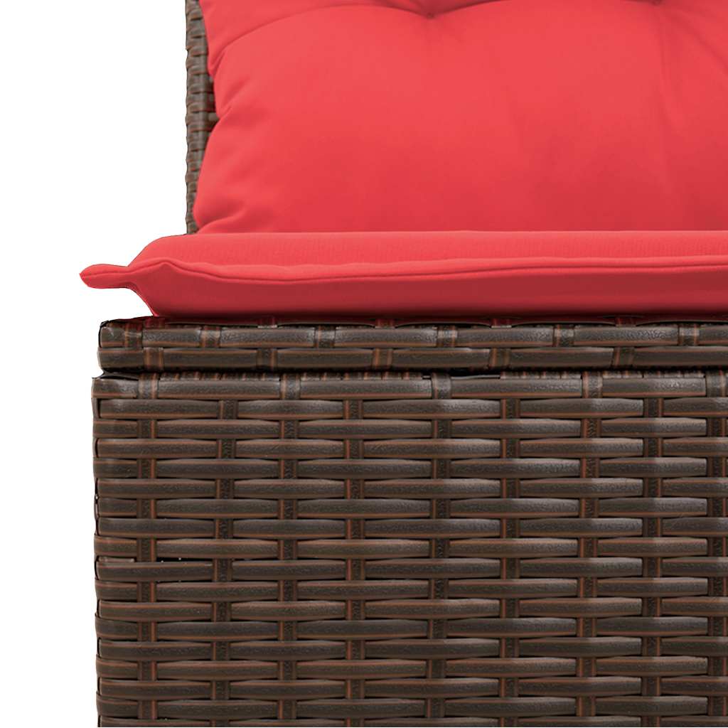 6 Piece Garden Sofa Set with Cushions Brown Poly Rattan