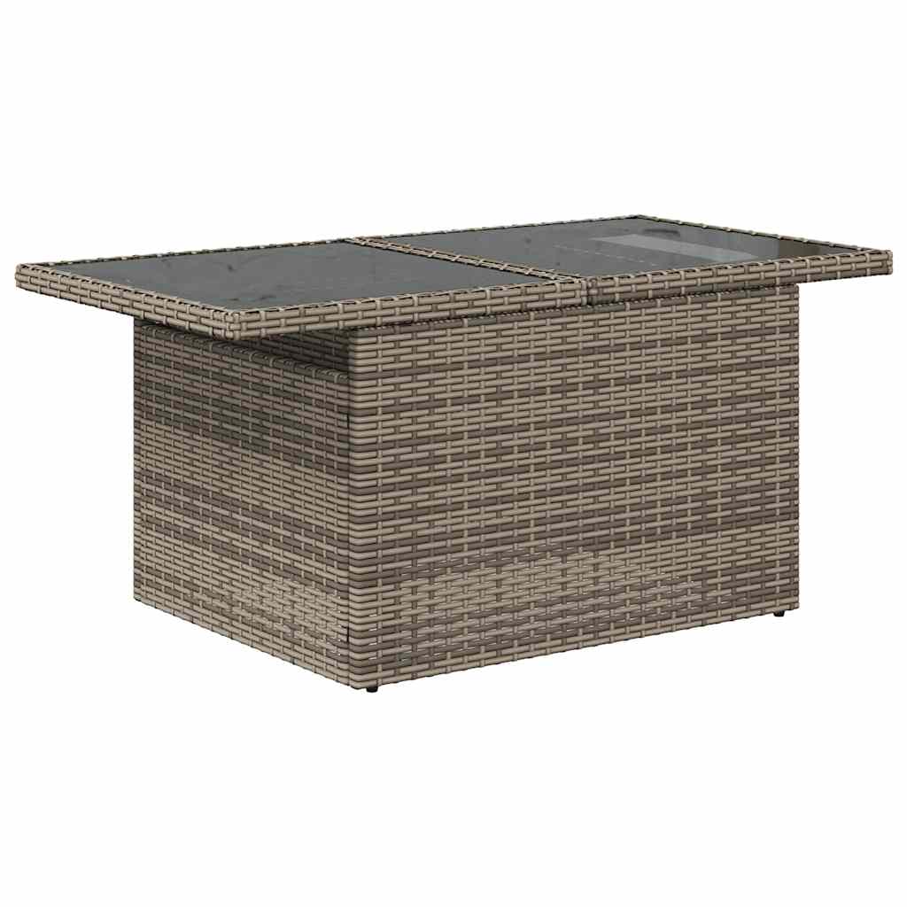 7 Piece Garden Sofa Set with Cushions Brown Poly Rattan Acacia