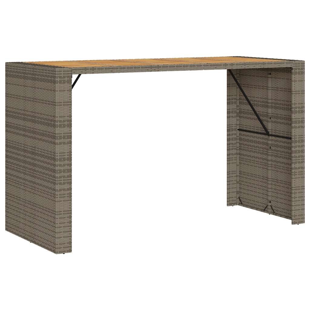 7 Piece Garden Bar Set without Cushions Grey Poly Rattan Acacia