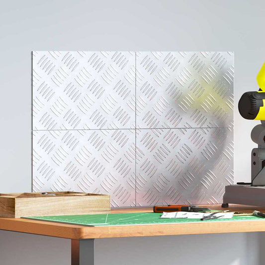 Checker Plates 4 pcs Silver 30 x 20 cm Aluminium